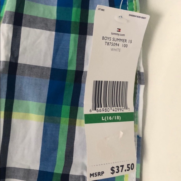 Tommy Hilfiger Boys Plaid Short Sleeve Shirt - Picture 5 of 5
